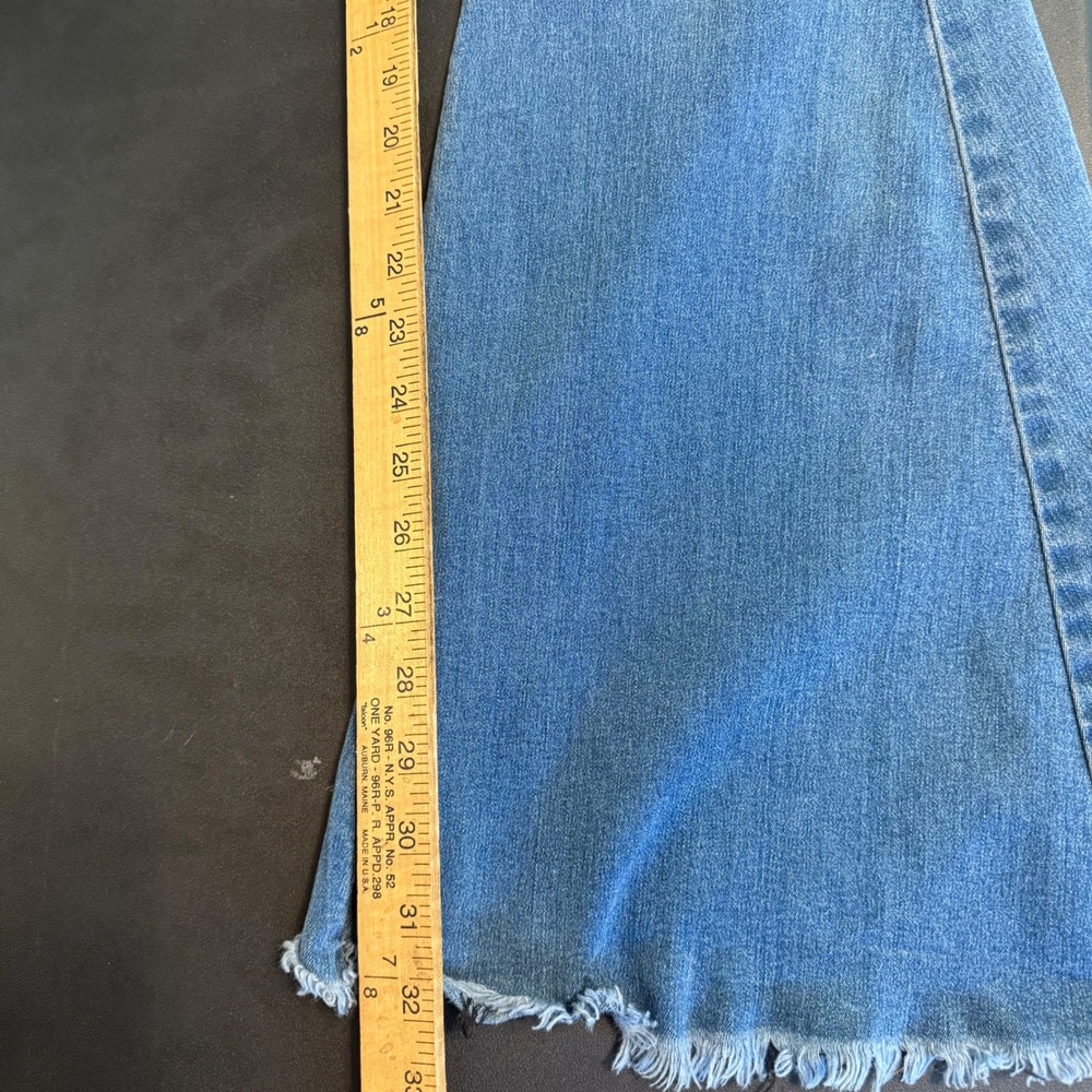 Free People Penny PullOn Flare Jeans 28 Blue High Rise Stretch Bell Bottom Boho - Picture 6 of 9